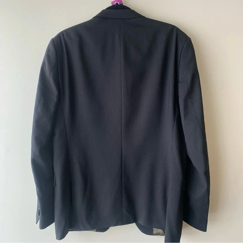 Van Gils Charcoal Grey Pin Striped Two Button Front Men's Blazer